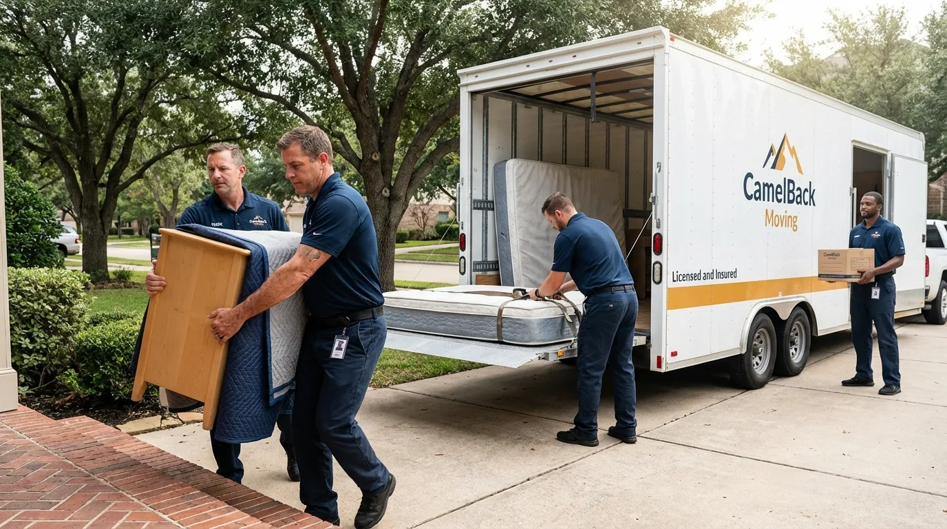 Crew loading residential truck for cross-state move from Lisbon, OH