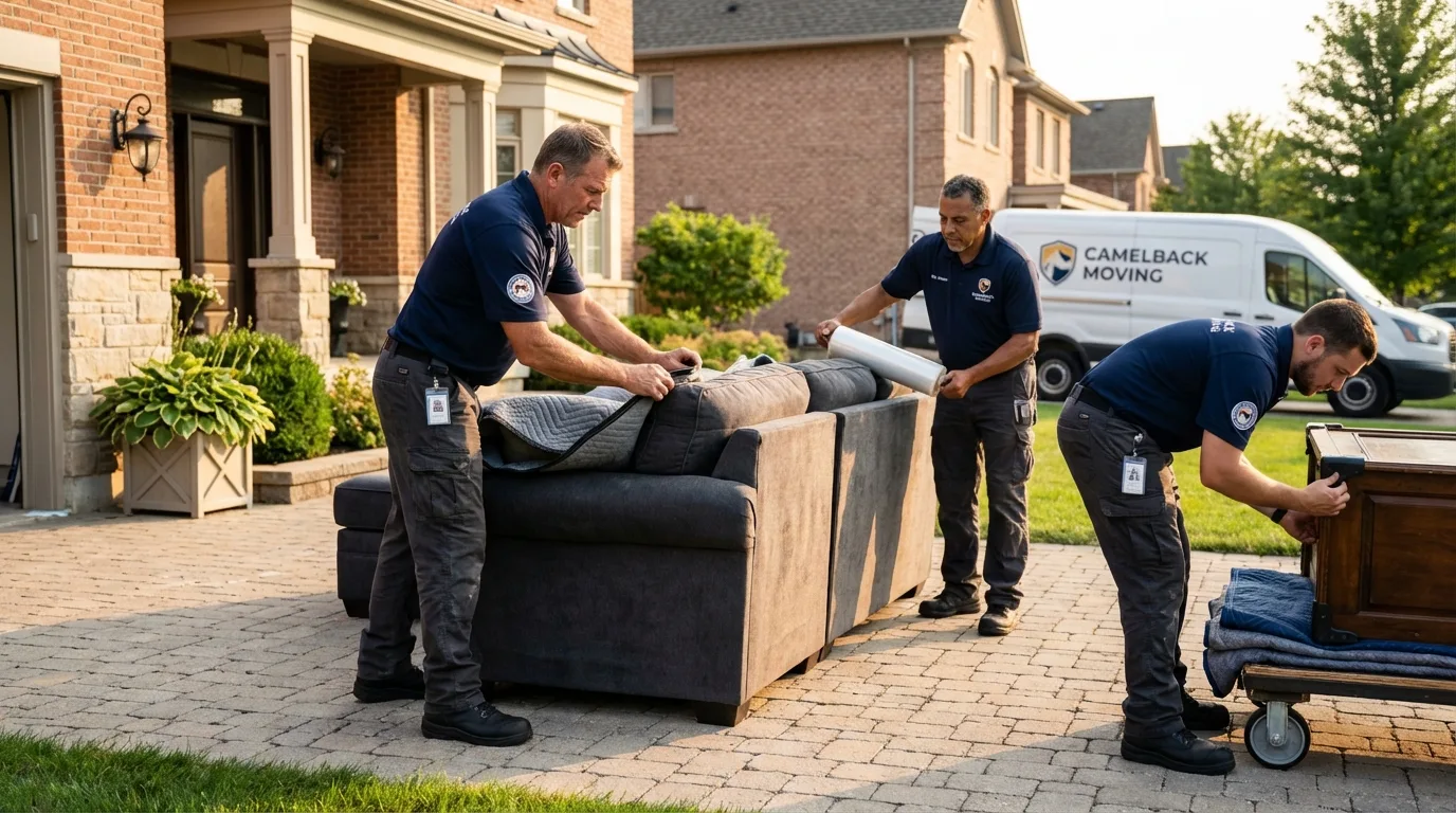 Large estate moving crew wrapping furniture in Lisbon, OH